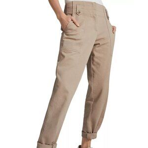 Reiss Womens Beige Bradie Tapered Ankle Cargo Trousers Size 14